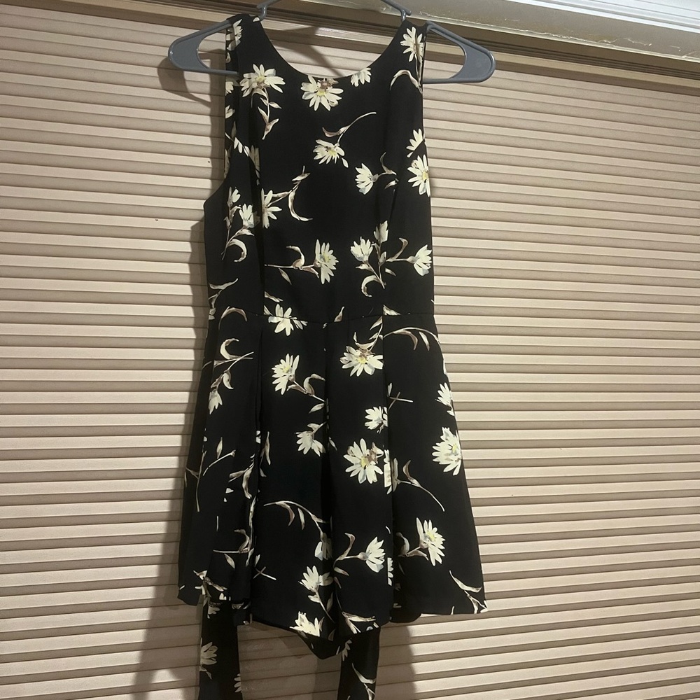 Astr Black Floral low back romper